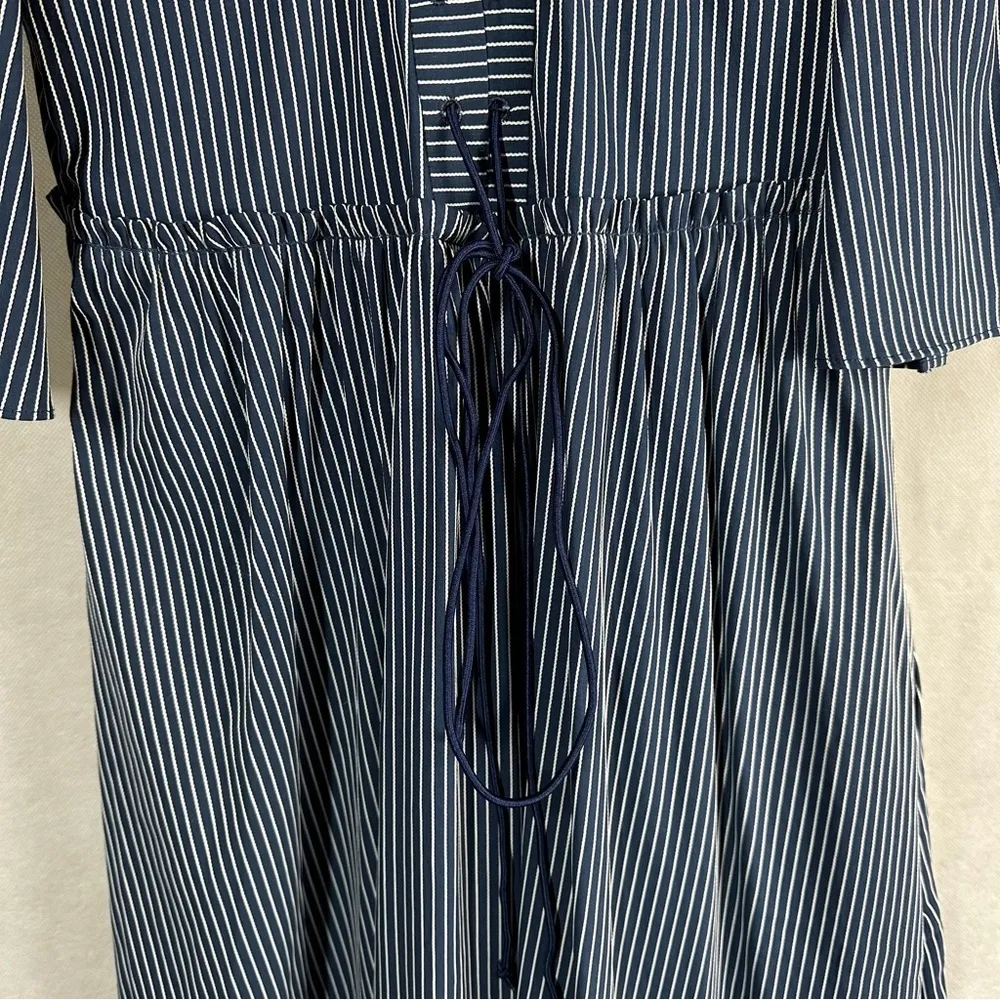 La Ligne Boheme Lace Up Pinstripe Midi Dress Size XS - Image 15