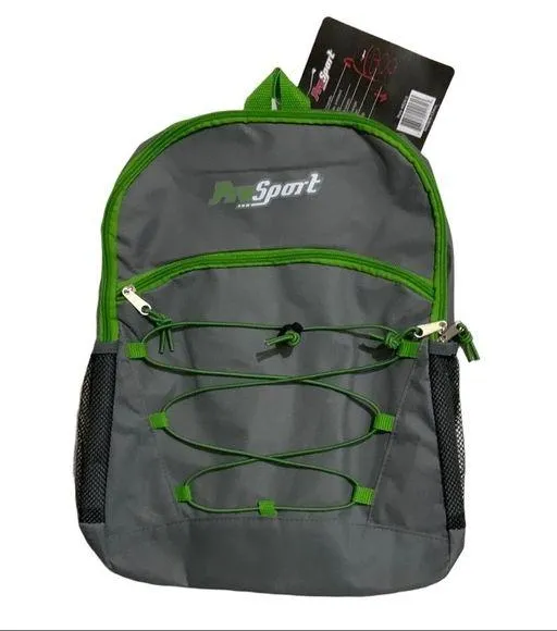 Pro Sport Backpack Day Hike School Book Bag Adjustable Padded Straps Grey Green Gray - Image 1