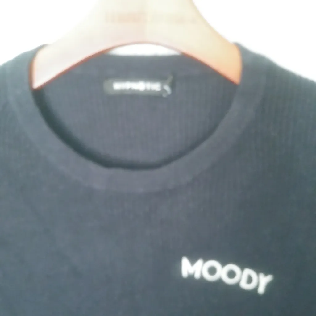 Hypnotic M/L MOODY Bible Institute Ribbed Knit Crew Neck Navy Pullover Sweater Blue Size L - Image 4