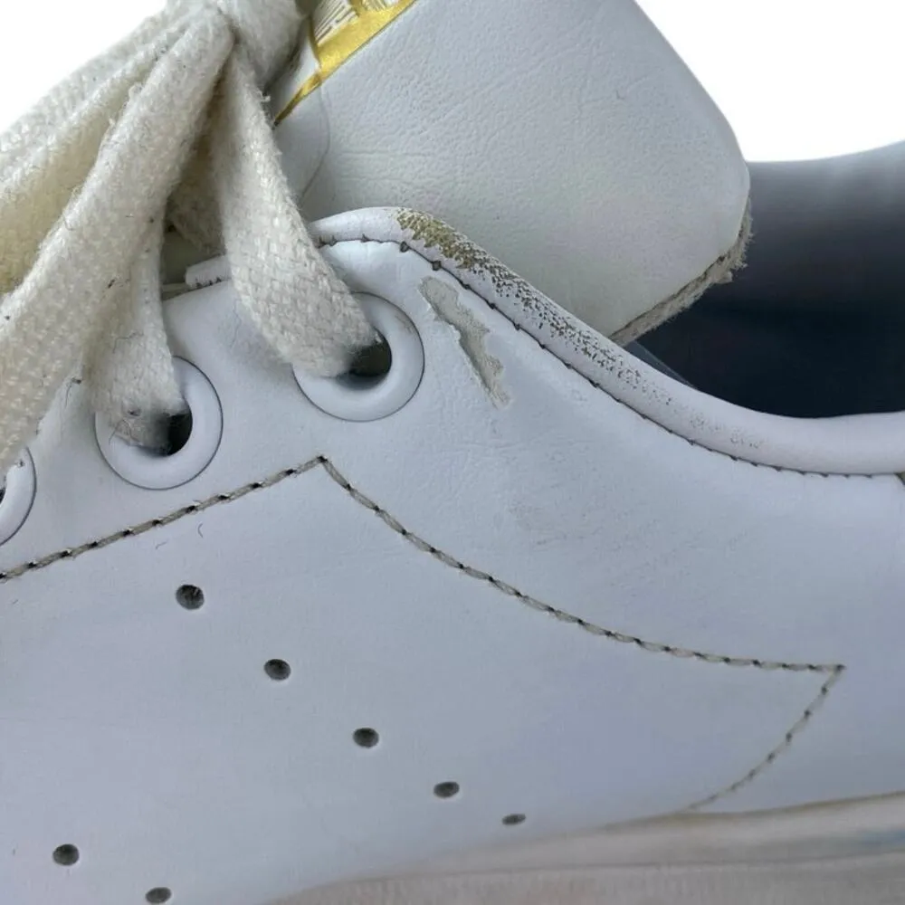Adidas Stan Smith Women's White Gold Lace Up Tennis Leather Sneakers Shoes Sz 7 - Image 5