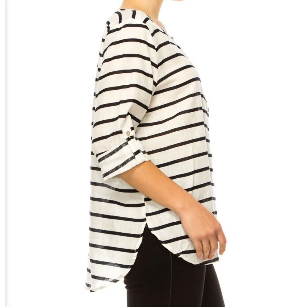 Hester & Orchard size XL LINEN COTTON blend top Blue - Image 2