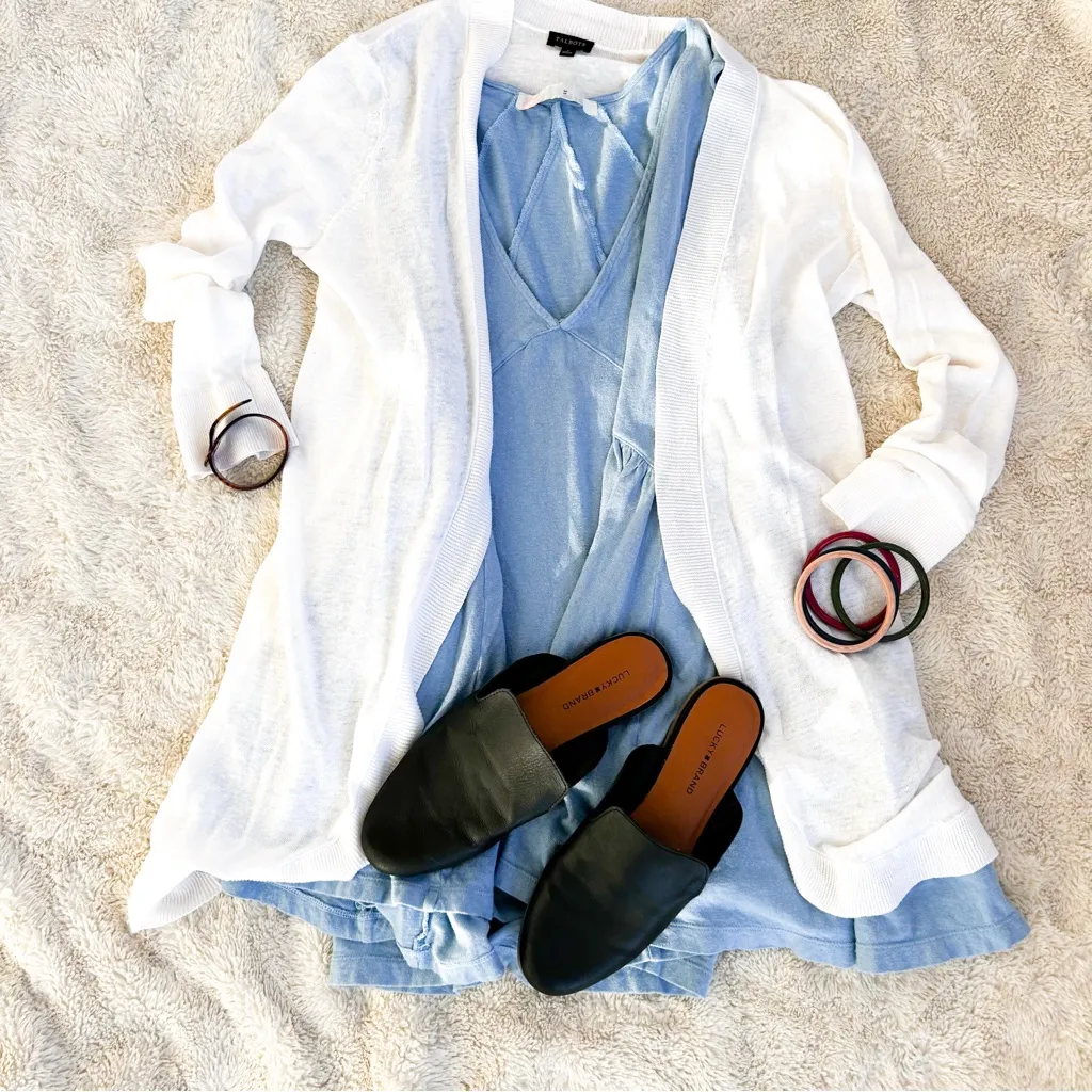 Free People Beach On My Mind Babydoll Cotton Hemp Blue Boho Dress - Image 4