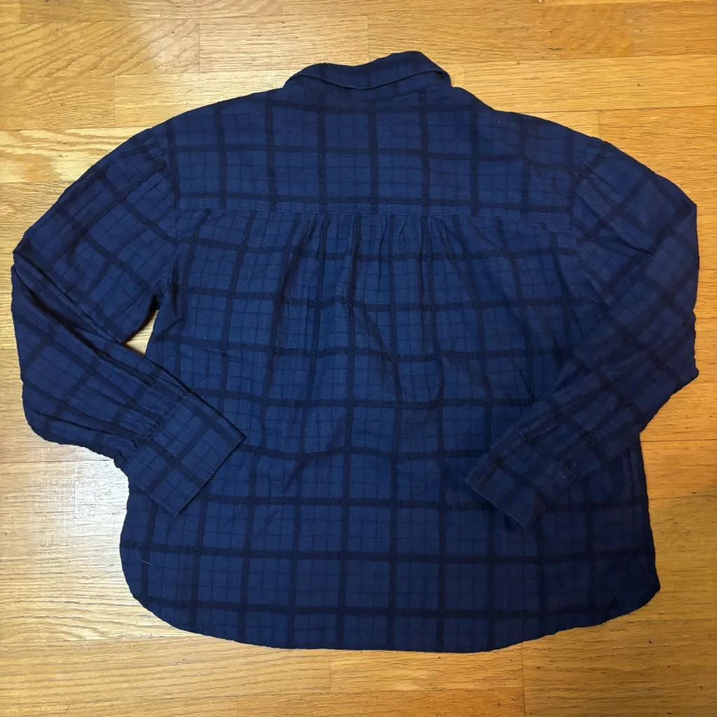 Faherty Organic Cotton Ollie Plaid Coastal Fisherman Preppy Slouchy Office Top L - Image 3