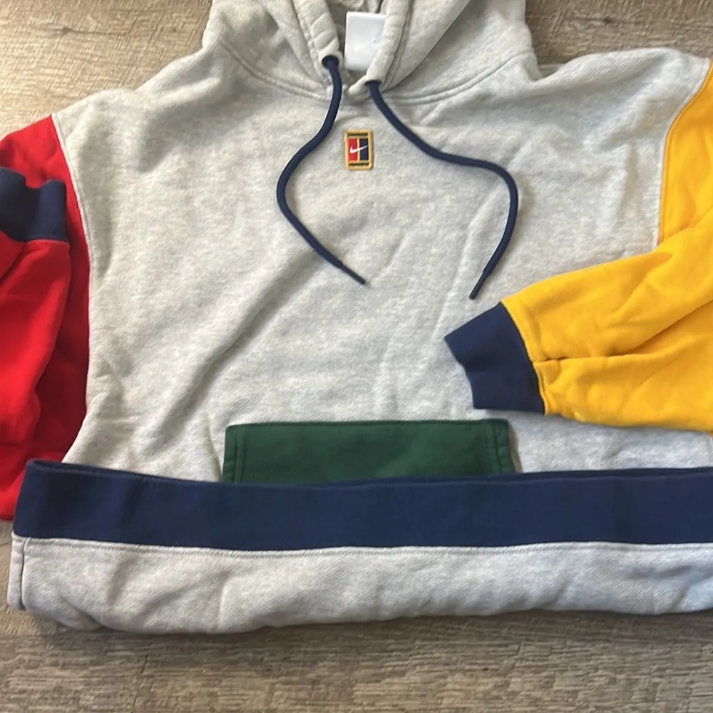 NIKE COURT FLEECE TENNIS HOODIE Heather Gray Size Small - Image 5
