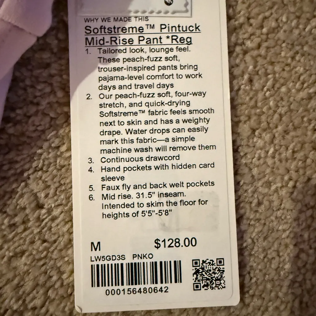 Lululemon Softstreme Pintuck Mid-Rise Pant Pink Organza M Regular Sold Out NWT - Image 11