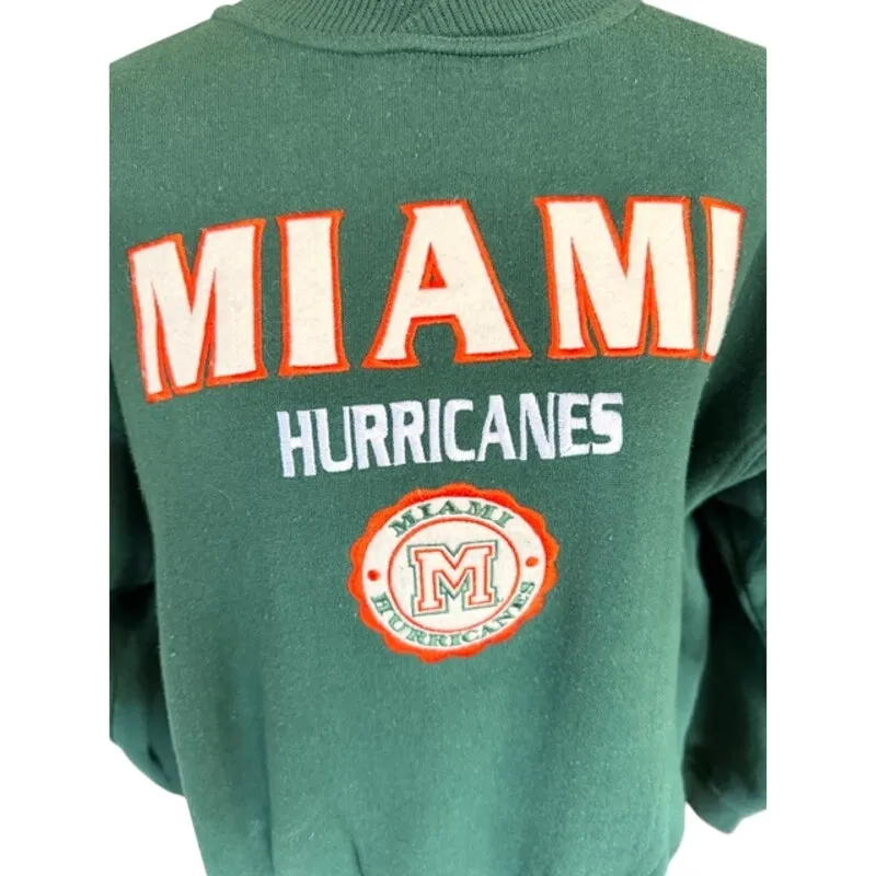 Miami Hurricanes 90s Crable Sportswear Crewneck Sweatshirt XL Green Y2K - Image 3