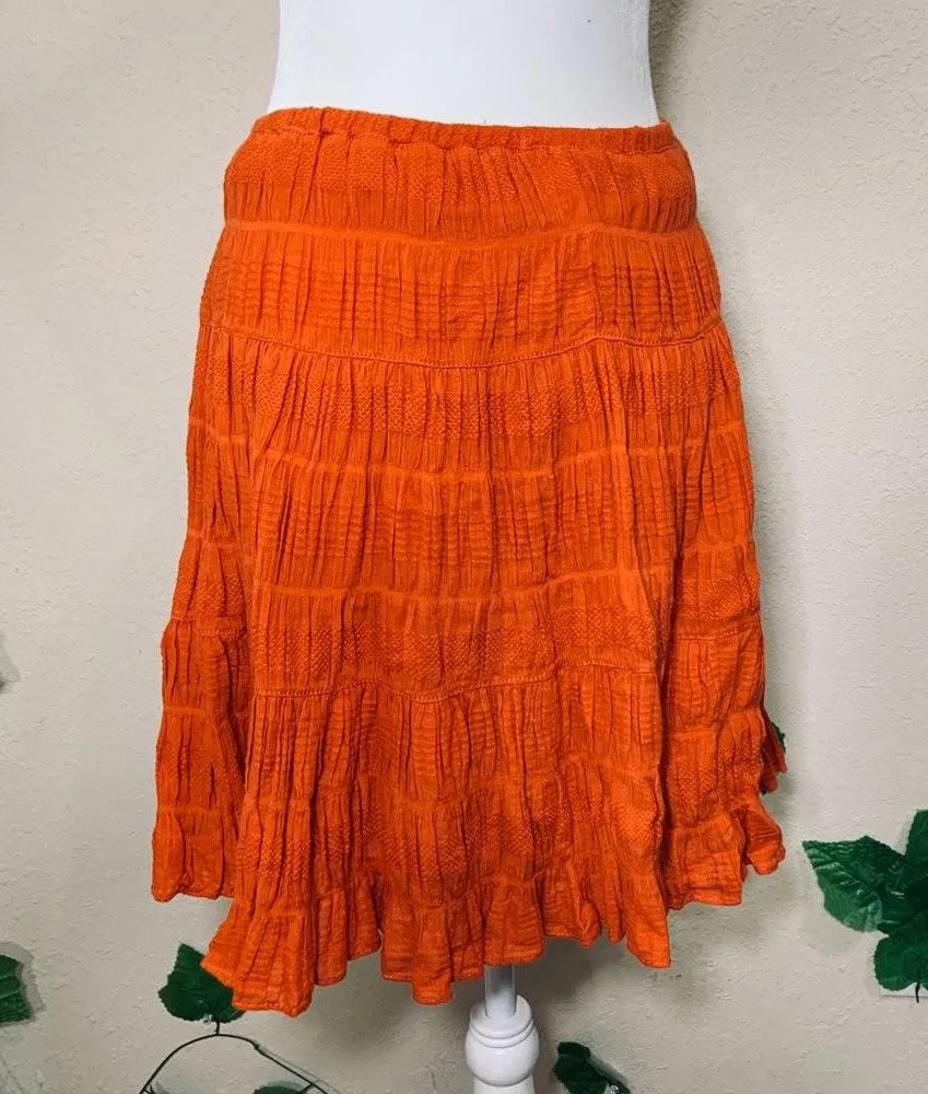 Burnt Orange Tiered A Line Skirt - Image 6