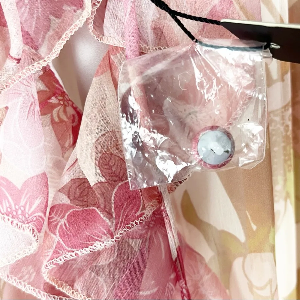 Beulah  Floral Ruffle Trim Lined Tiered Dress, Size Large - Image 8