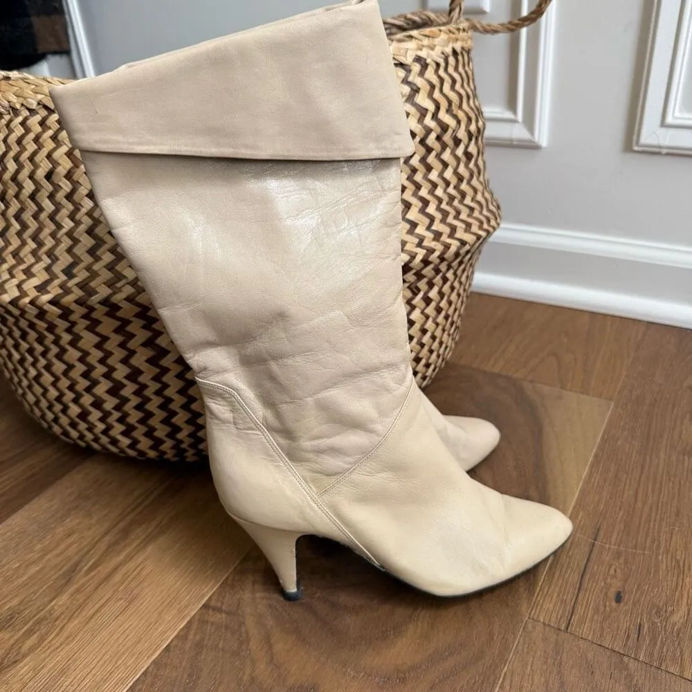 Vintage 80s Capezio Cream Bone Slouch Boot 7 - Image 3