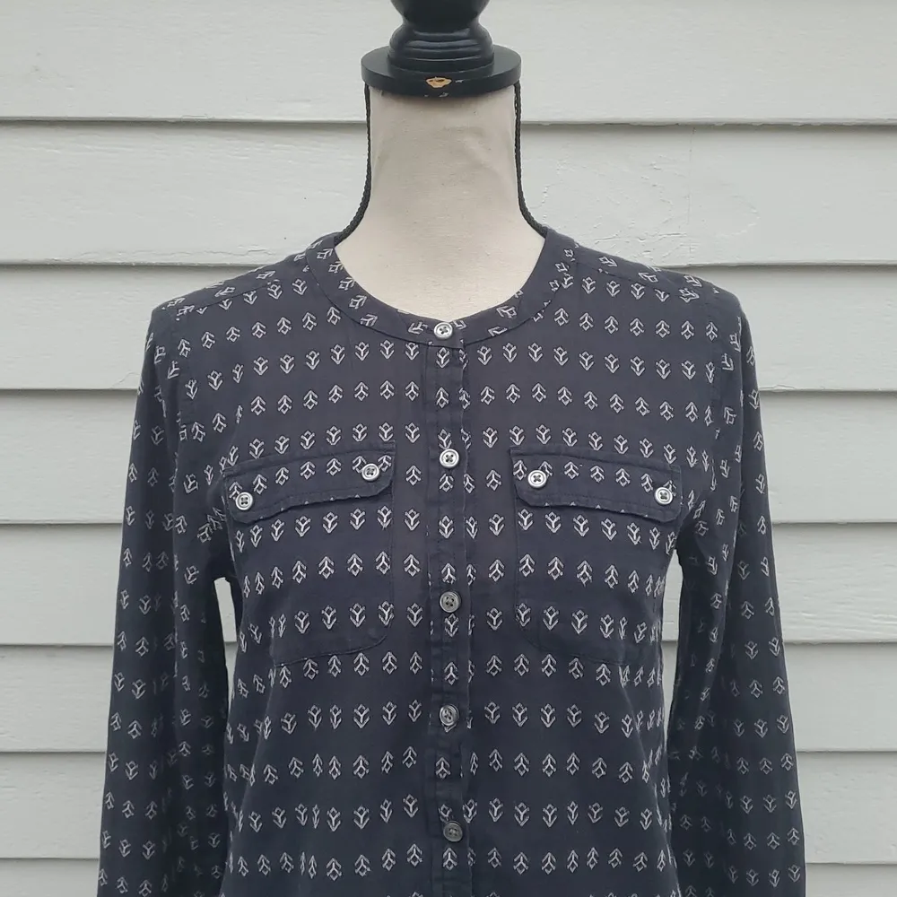 Loft Collarless Front Pocket Button Down Shirt - Image 2