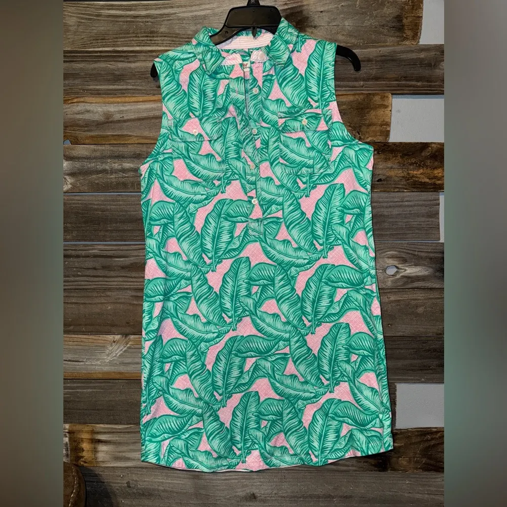 Vineyard Vines Dress  Banana Leaf Margo, Color Hibiscus  Size 8 - Image 2