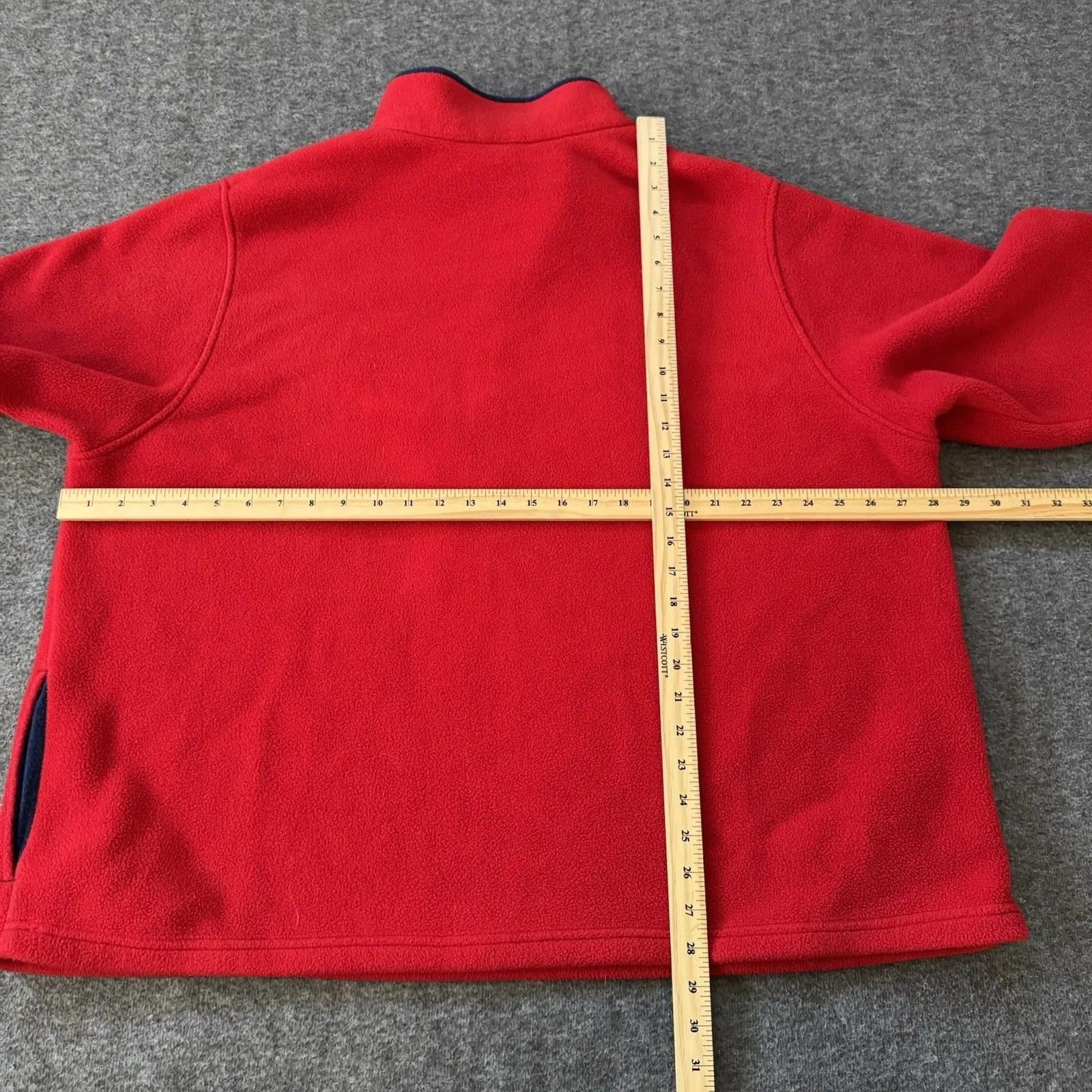 LL Bean Sweater Women 3X Red Fleece 1/4 Snap Mock Neck Polartec Pullover Vtg - Image 9