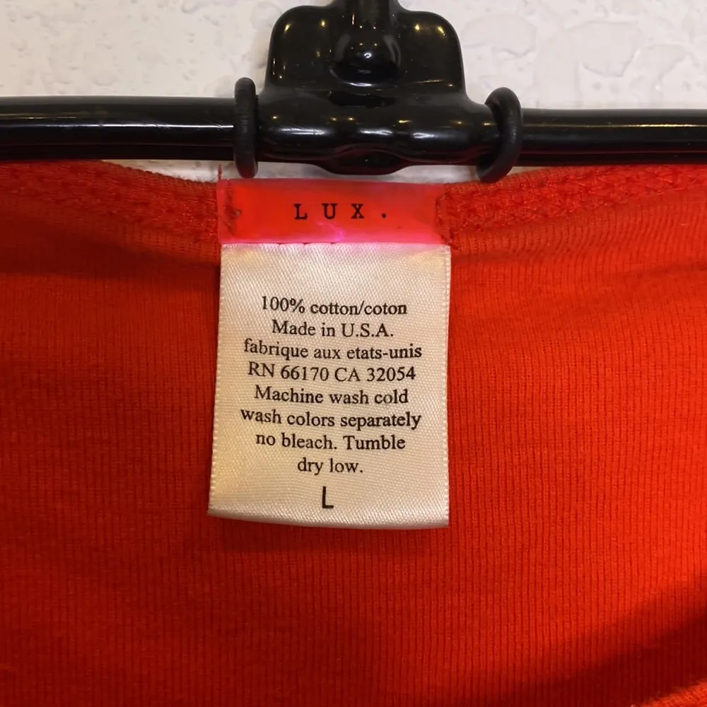 Lux Vintage Y2K Long Sleeve Cropped Top w/ Velcro Shoulders Sz S Orange - Image 3