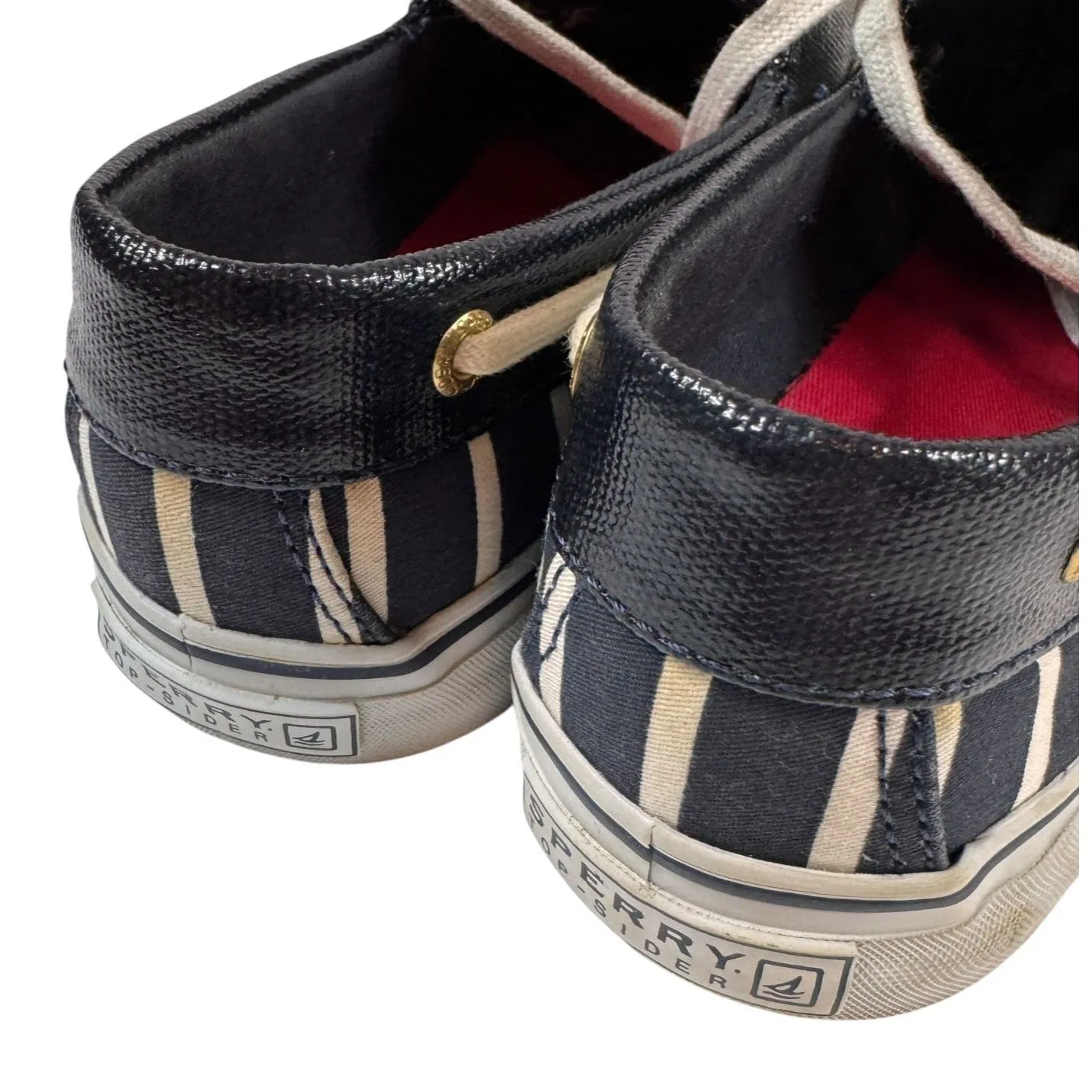 Sperry Top Sider Womens 6 Biscayne Boat Shoe Slip On Stripe Navy White‎ Nautical - Image 8