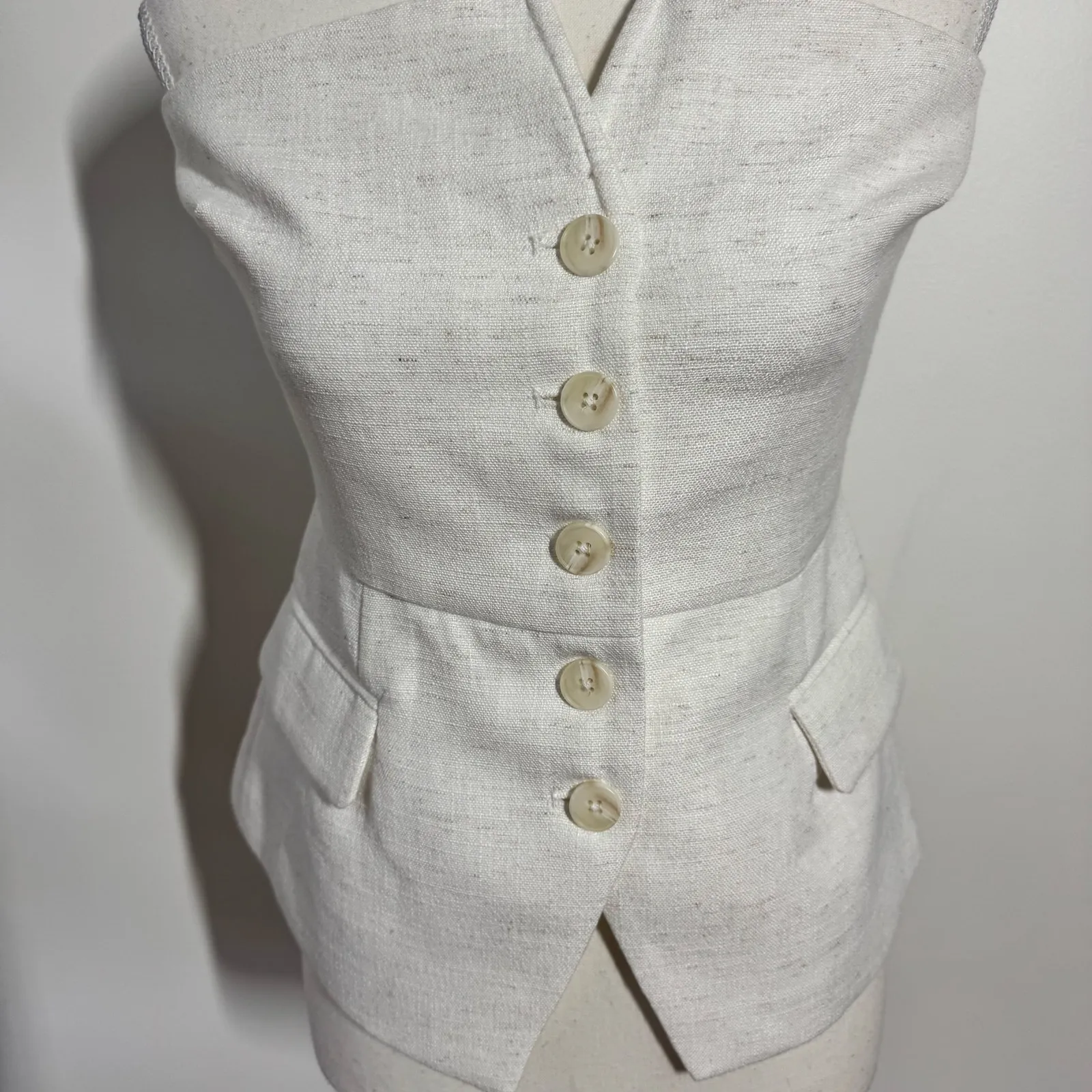 Endless Rose Button Up Tube Top Women M White Old Money Minimal Quite Luxury NWT - Image 3