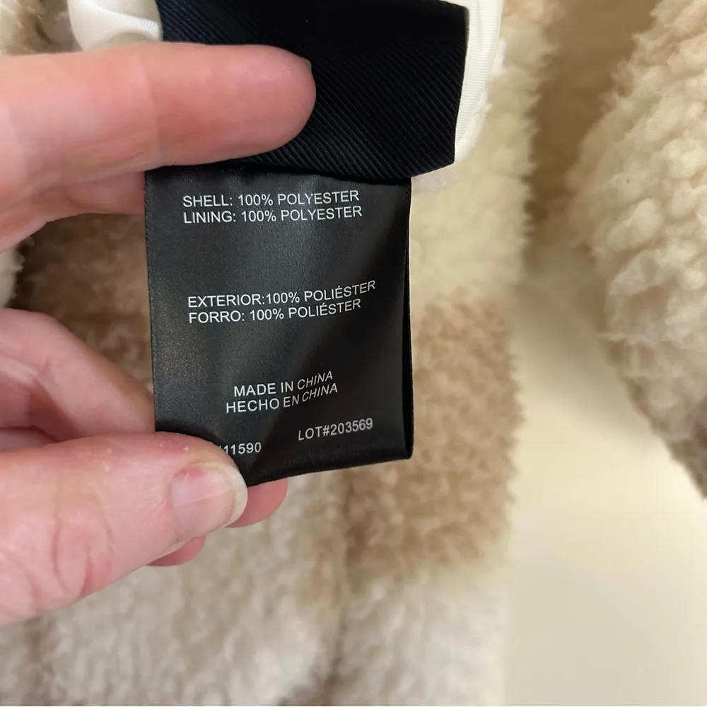 Weatherproof Beige Plaid Ivory Reversible Sherpa Hooded Cardigan S/M - Image 9