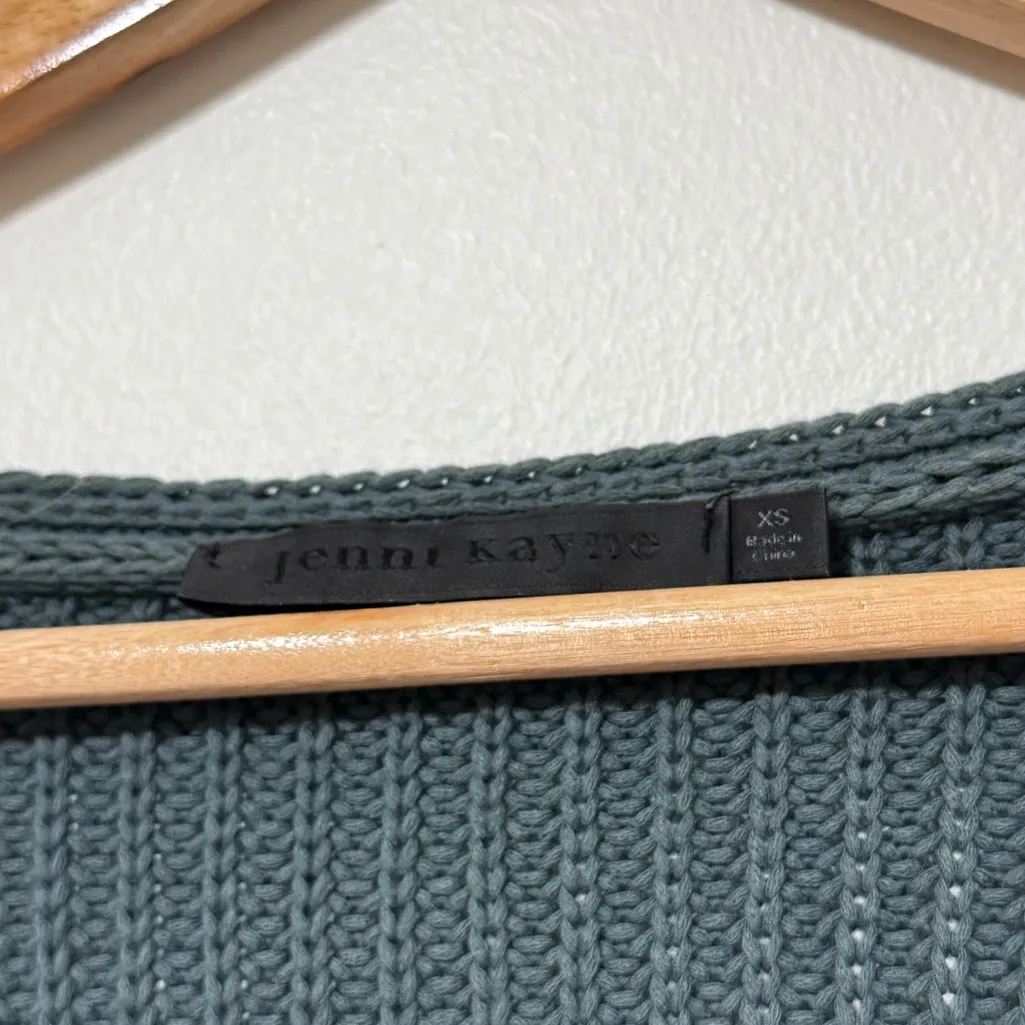 JENNI KAYNE Cropped Cotton Cabin Sweater Size XS Oversized Green Knit - Image 4