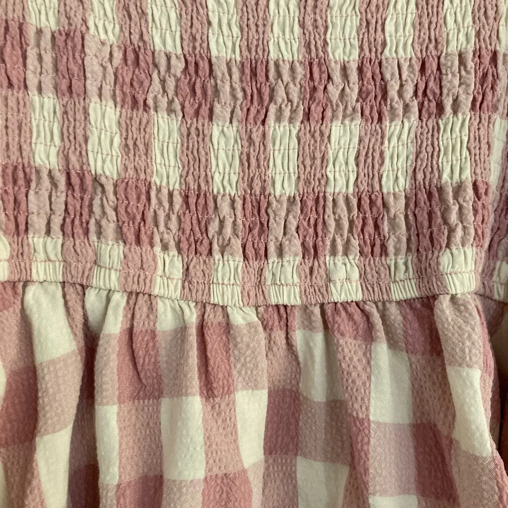 Entro Pink and Cream Checkered Gingham Blouse S Small - Image 4