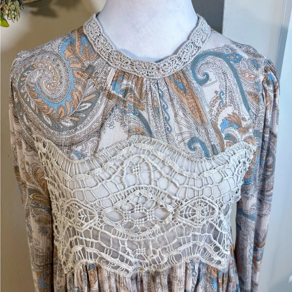 FREE PEOPLE Sweet Thing Sheer Lace Cutout Back Babydoll SwingTunic/Dress Sz M🧡 - Image 4