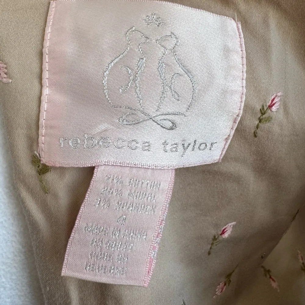 Rebecca Taylor Beige Pink Embroidered Flowers Cotton Blend Fitted Blazer Women 4 - Image 6