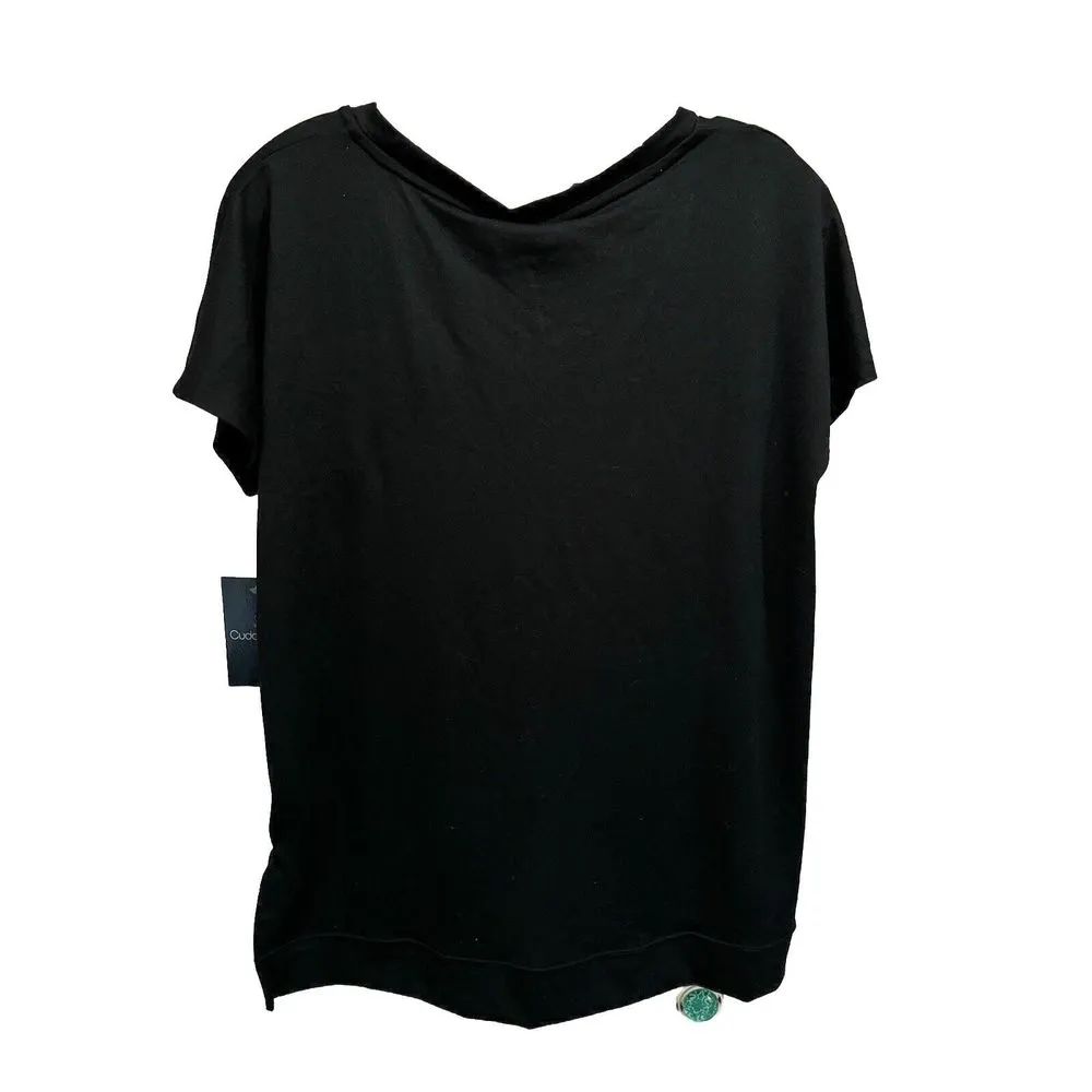 Cuddl Duds 2-Peice PJ Set Black Short Sleeve Top Floral Headband Size XS‎ - Image 5