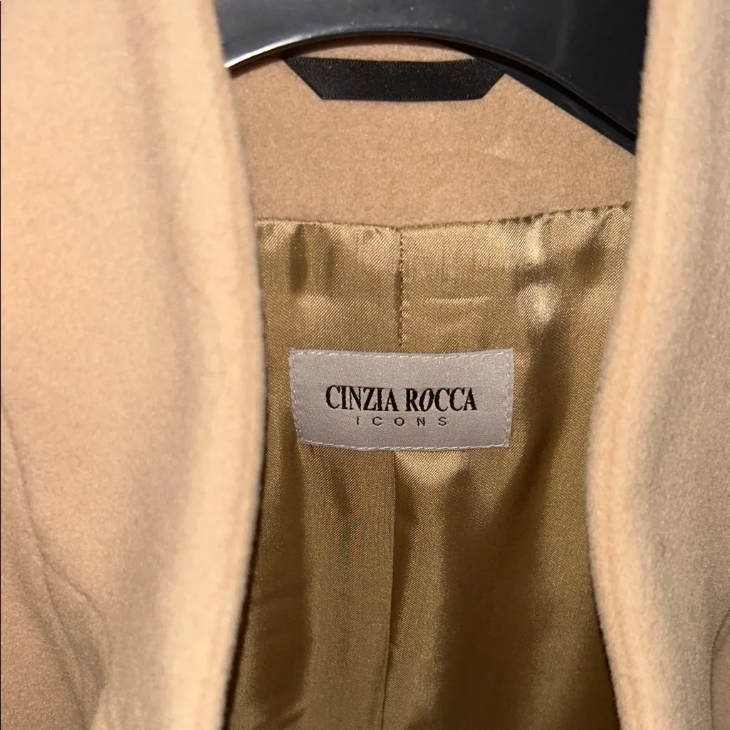 Cinzia Rocca Icons Taupe Wool Coat Brown Size 12 - Image 7