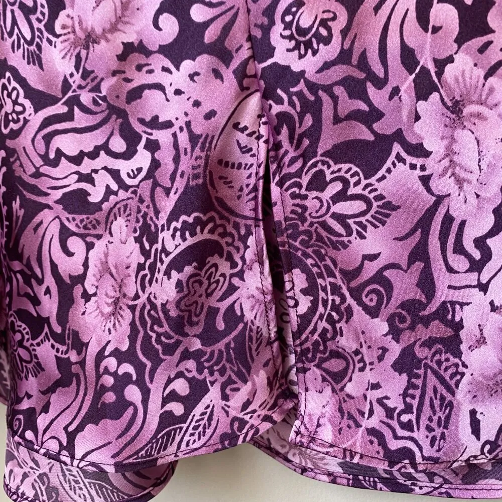 VTG Sophia by Delicates Women's Medium Satin Lace Floral Slip Dress Nightgown Purple - Image 8