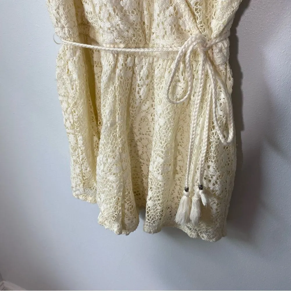 American Eagle  Ivory Lace Short Sleeveless Romper - Image 4