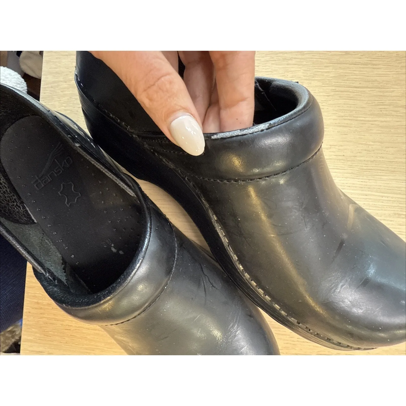 Dansko Black Leather Clogs Shoes Size 39/ US 8.5-9 - Image 5