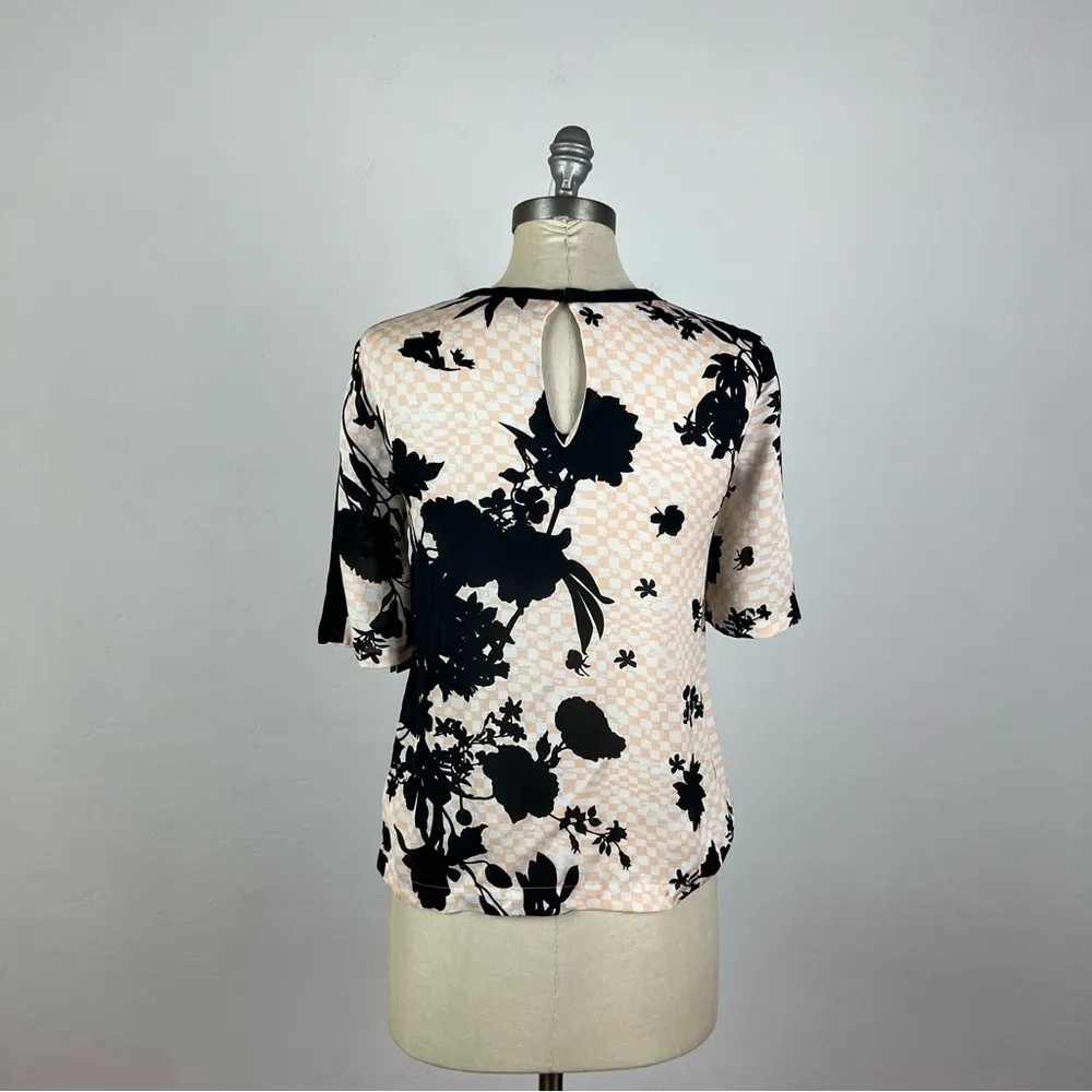 ALC Checkered Silk Floral Blouse - Image 5