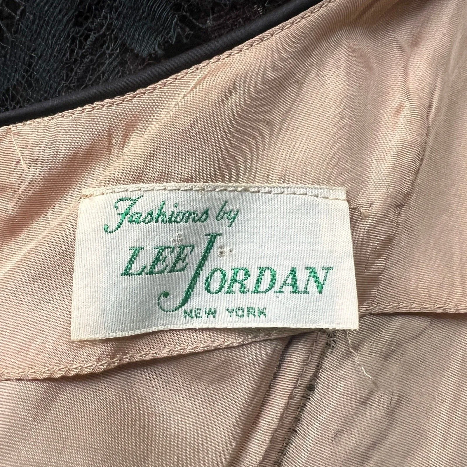 VTG Lee Jordan Black lace illusion dress gown wiggle size 2 XS - Image 8