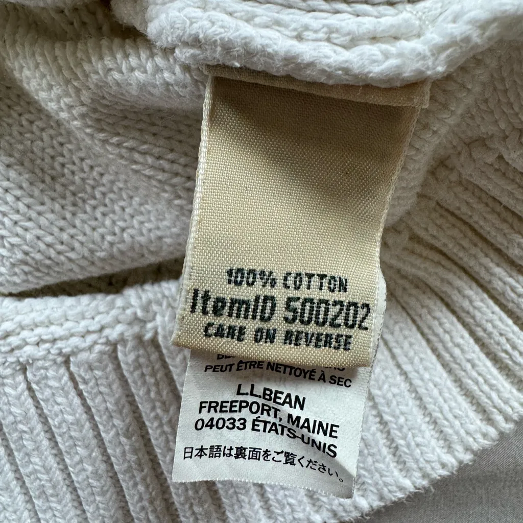 Vintage Y2K LL Bean Cotton Cable Knit Cardigan Sweater White Women's S Size undefined - Image 5