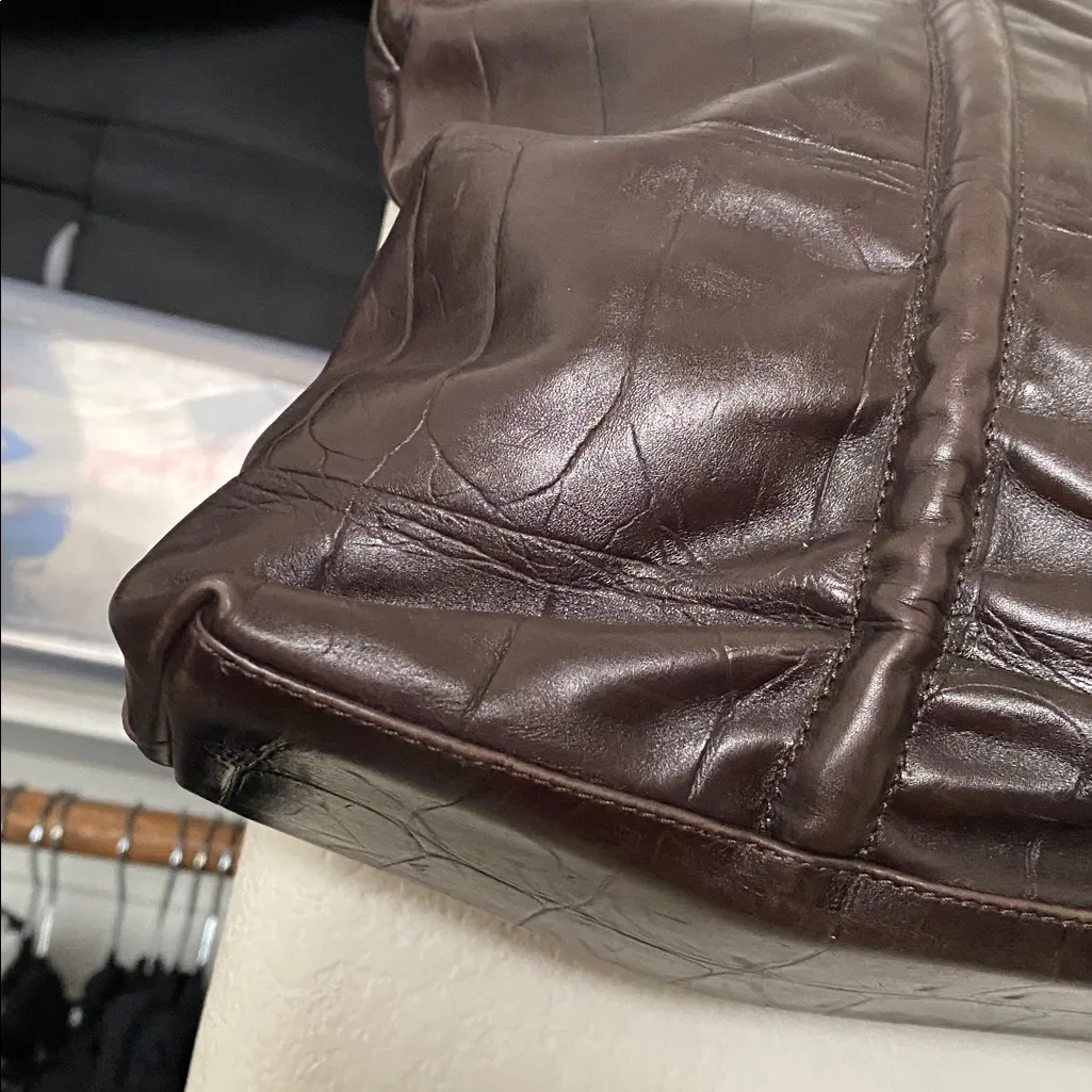 Falor Le Borse Vintage Genuine Leather Shoulder Bag Purse Brown - Image 2