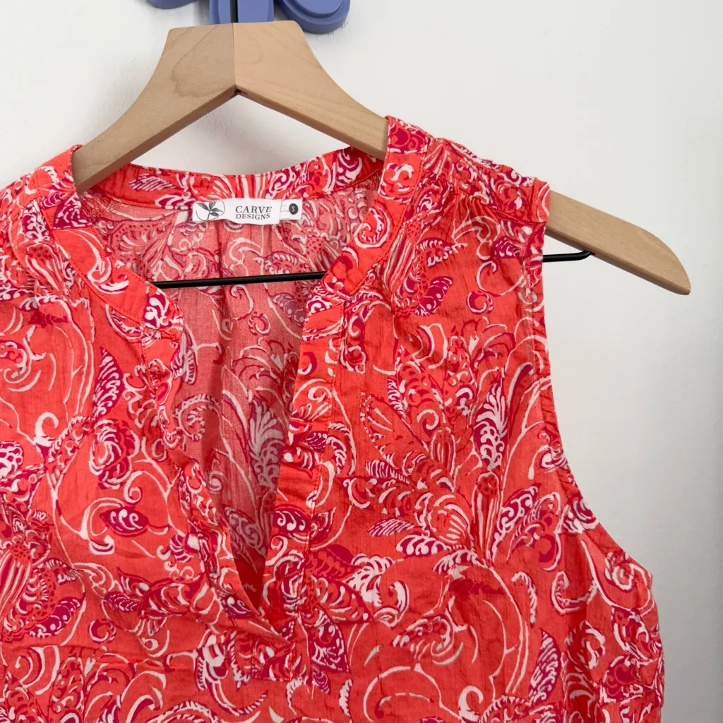 Carve Designs Small Dylan Tank Lisbon Resort Vacation Organic Cotton Orange - Image 3