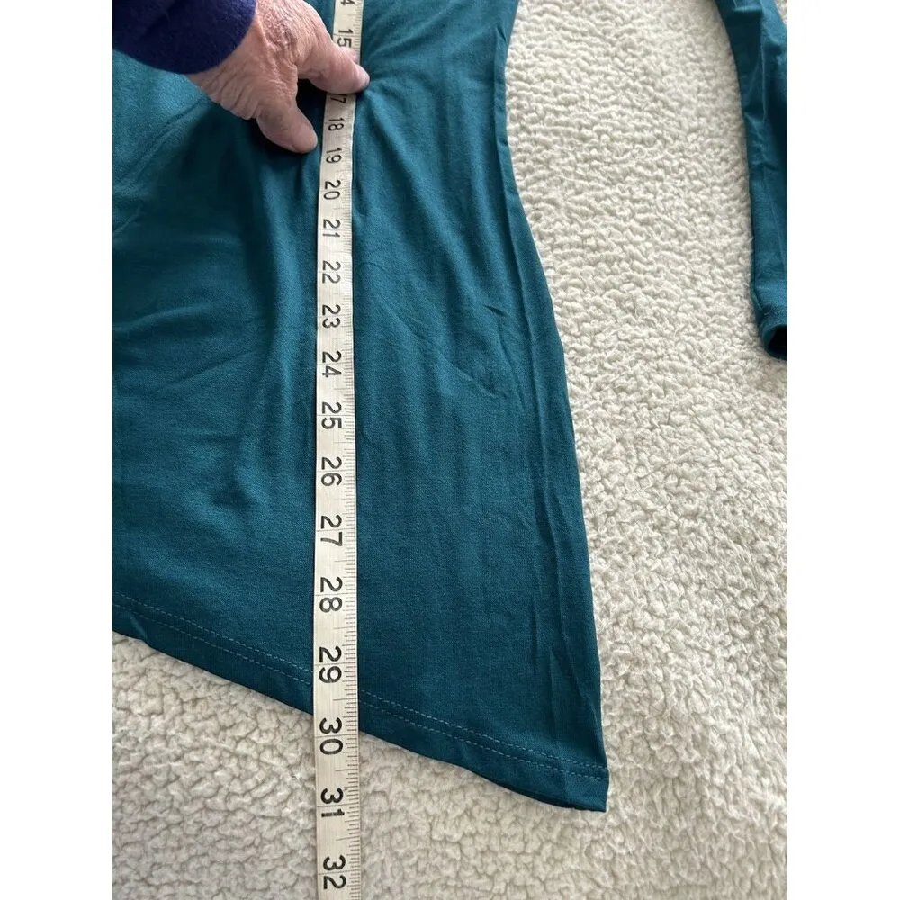 LUMIERE USA Soft Viscose Jersey Long Sleeve Tee Shirt Tunic Top Teal size L Blue Size L - Image 7