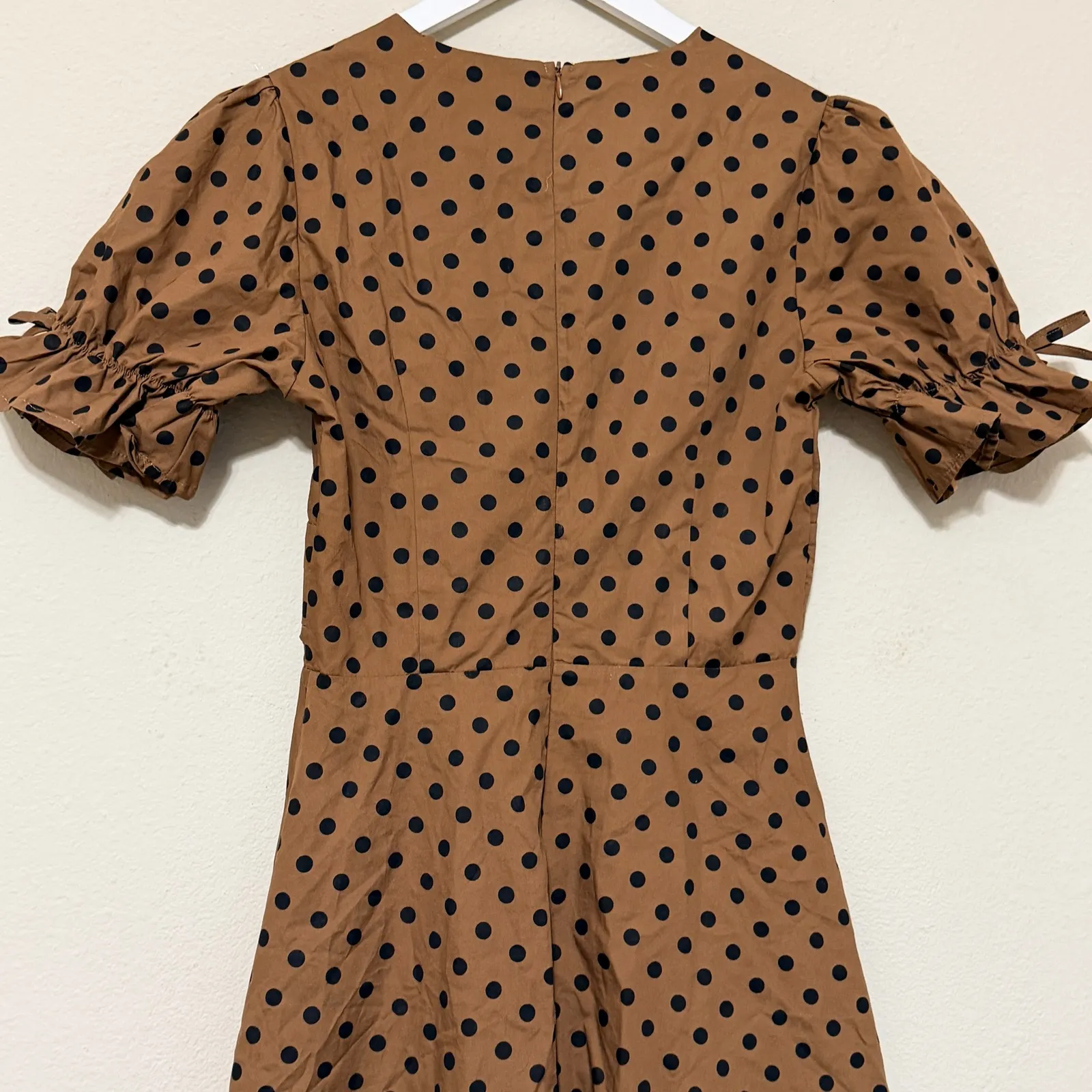 Petal & Pup Polka Dot Midi Dress Brown Pinup Retro Size Small - Image 4
