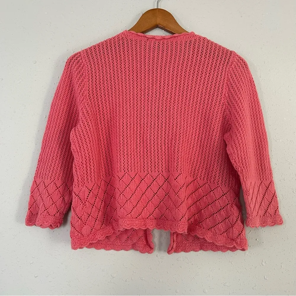 🦋 Notations Pink Peach Scalloped Hem Single Button Cardigan XL PXL Valentine’s - Image 4