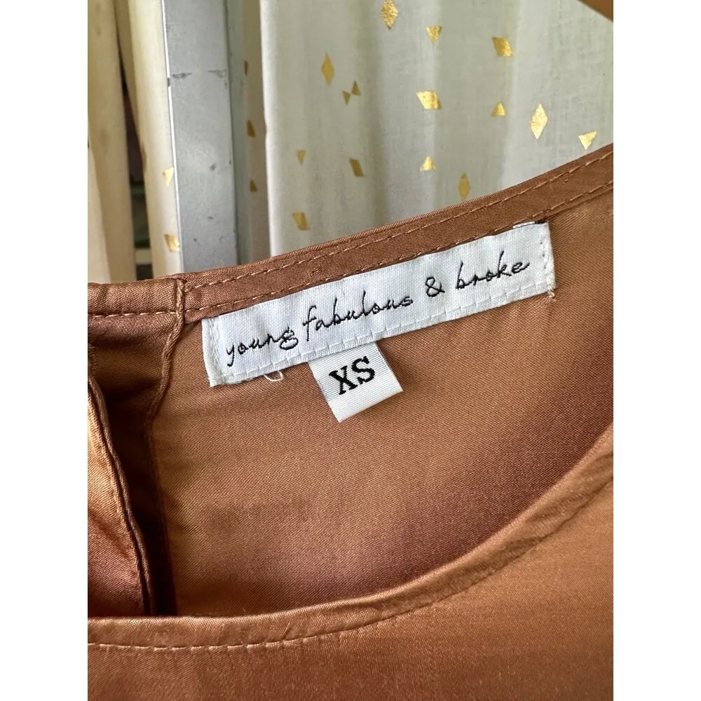 Young Fabulous & Broke Voluminous Balloon Sleeve Back Button Down Silky Blouse - Image 6