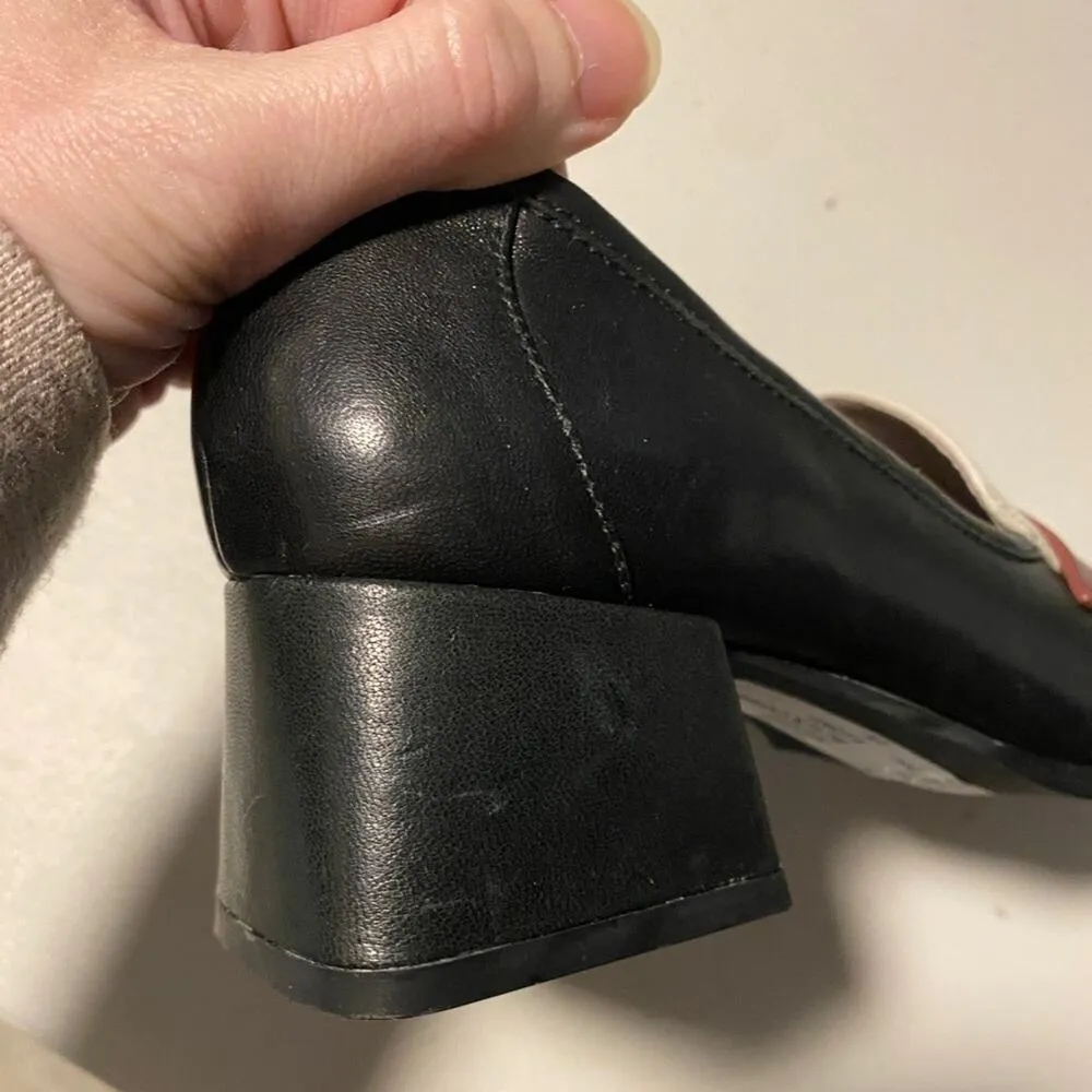 Chocolat Blu Black White Berry Penny Loafer Block Heel Academia Size 7 - Image 10