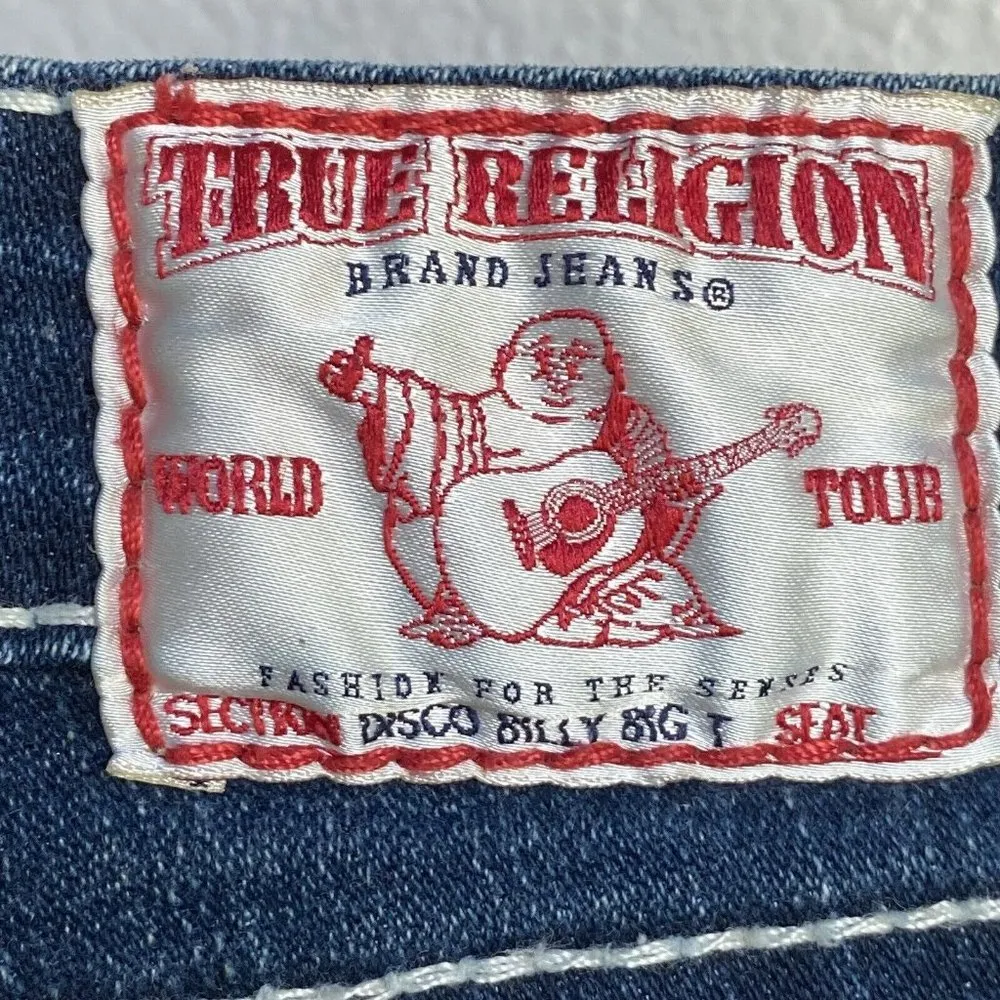 True Religion Disco Billy Big T Jeans Women's Size 28 Bootcut Dark Wash USA Made - Image 11