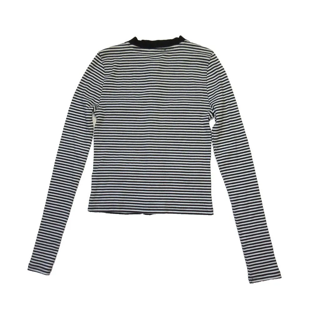 NWT J.Crew Vintage Rib Lady Jacket in Kate Stripe Black Ivory Knit Tee Top XS - Image 4