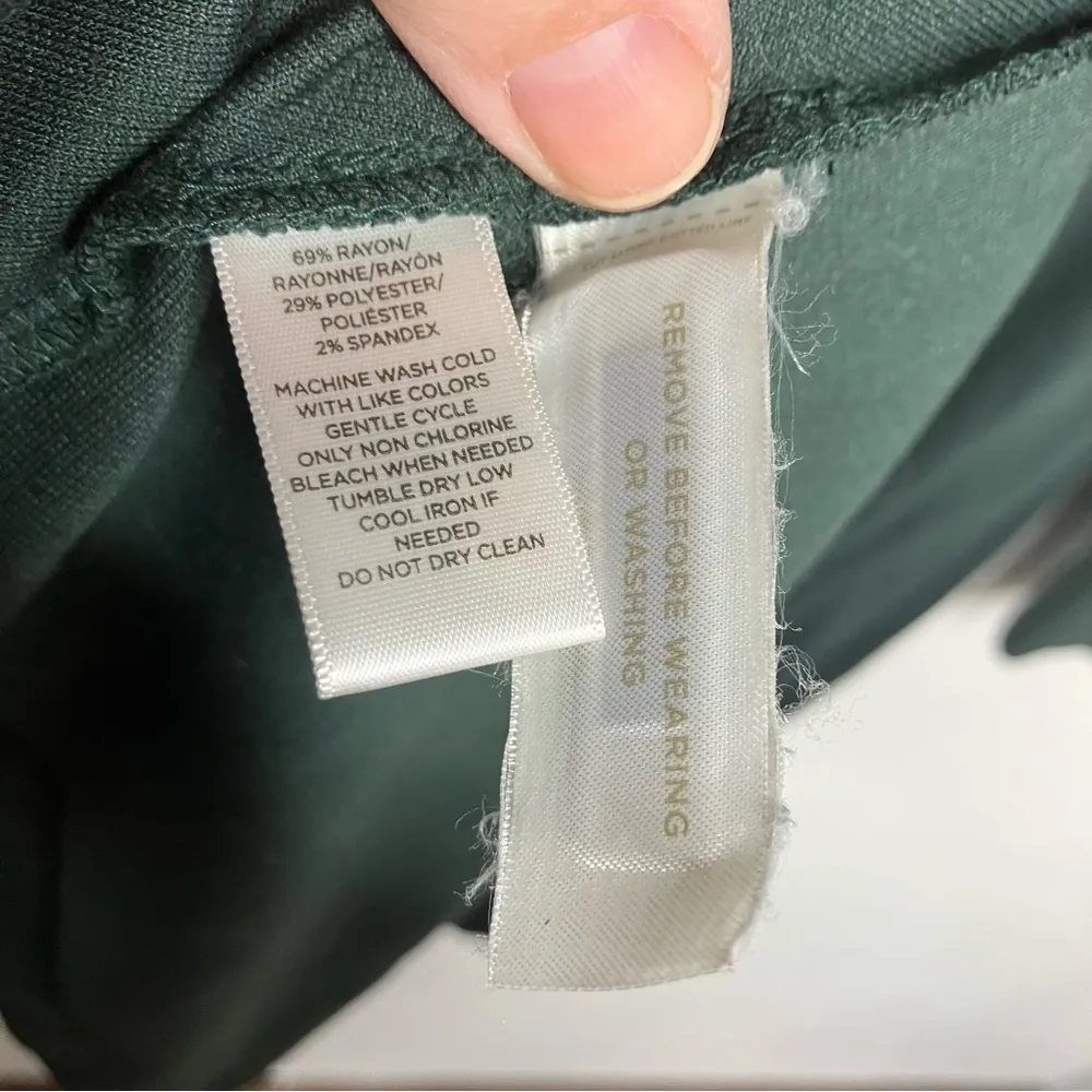 Loft Petites dark‎ green fit & flare blouson dress long sleeve size 0P - Image 6