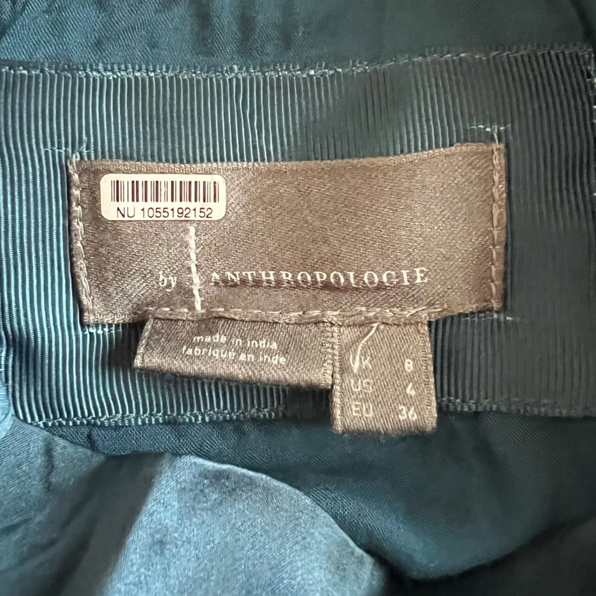 By Anthropologie Maeve Women’s Mock-Neck Draped Silk Teal Asymmetric Hem Dress 4 - Image 4