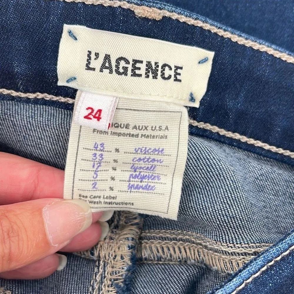L’AGENCE Marguerite Jean High Rise‎ Skinny Stretch Columbia Blue Size 24 - Image 8