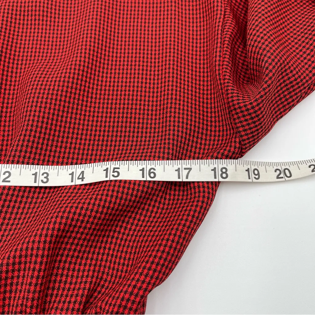 Vtg Lynn Davis Plaid Midi Tea Dress Secretary Office Red/Black 80s Modest Sz 14P Red - Image 14