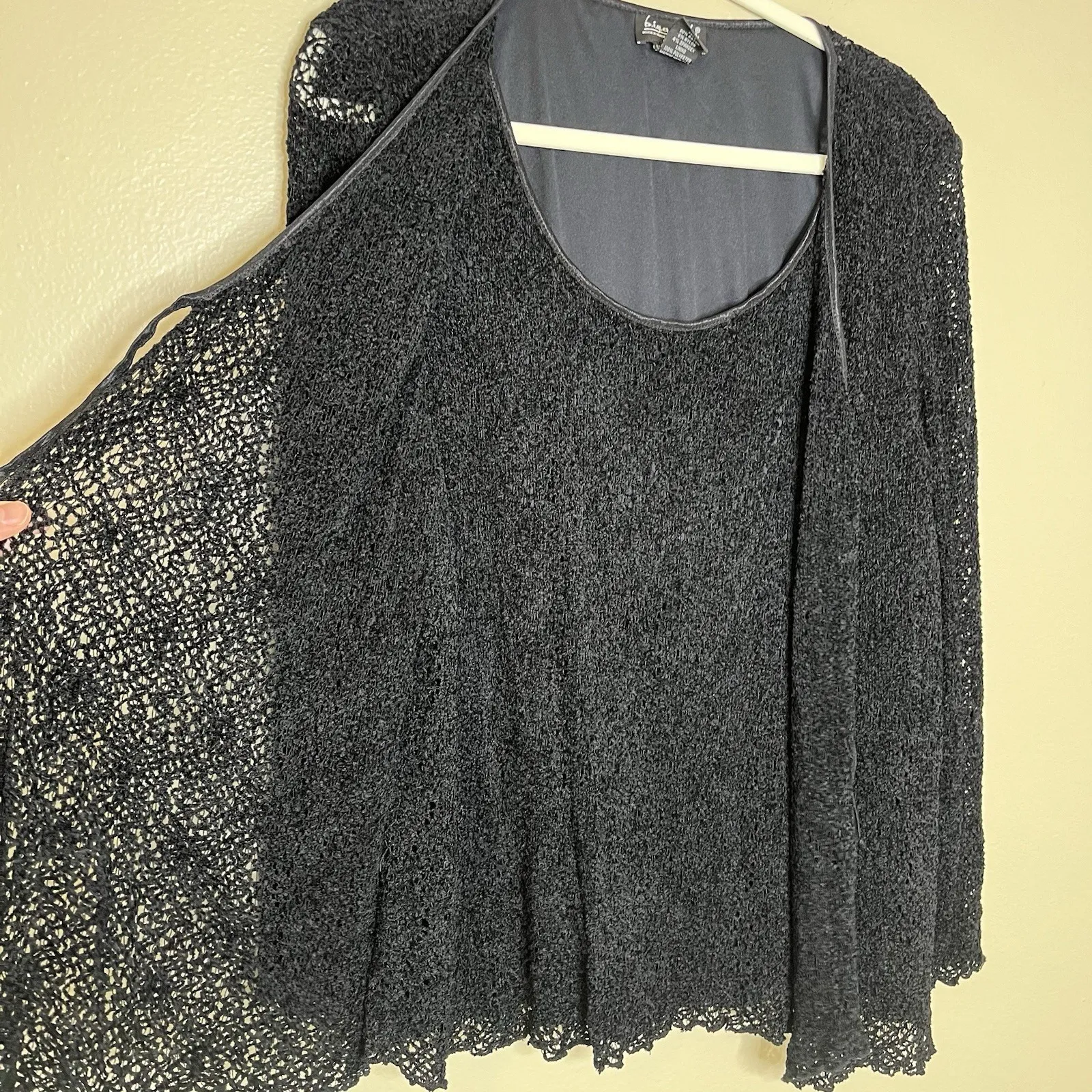 Women's Y2K Top Open Loose Weave Sweater Witchy Whimsigoth BIYAYCDA Tie Set 2x Black Size XXL - Image 3