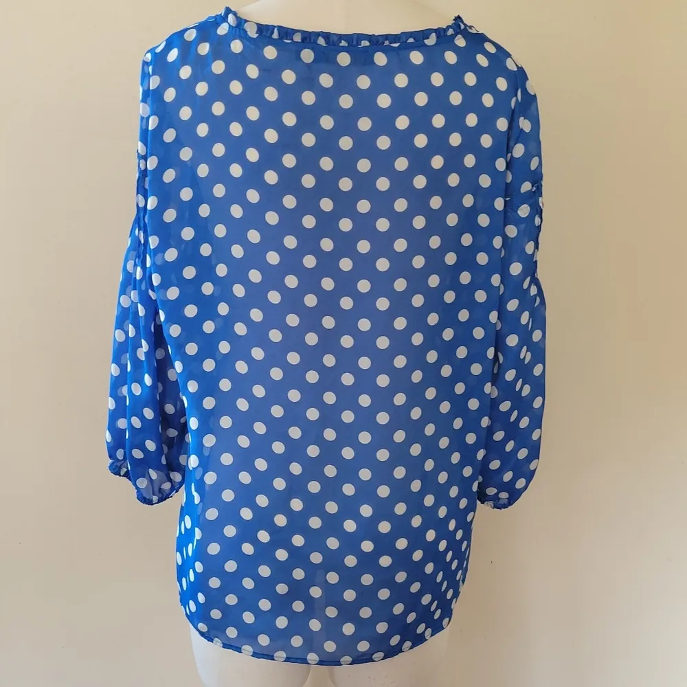 Outback Red blue polka dot blouse size xl - Image 6