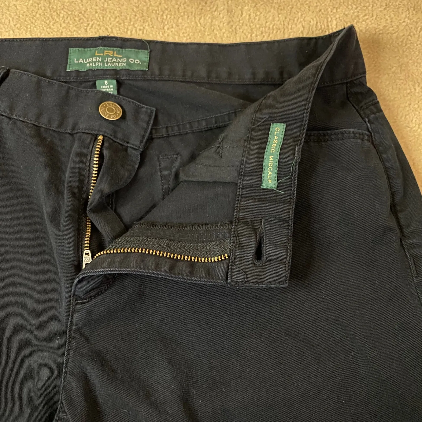 LRL Lauren Jeans Co Ralph Lauren Classic Midcalf Black Capri Pants Jeans Sz 8 - Image 5