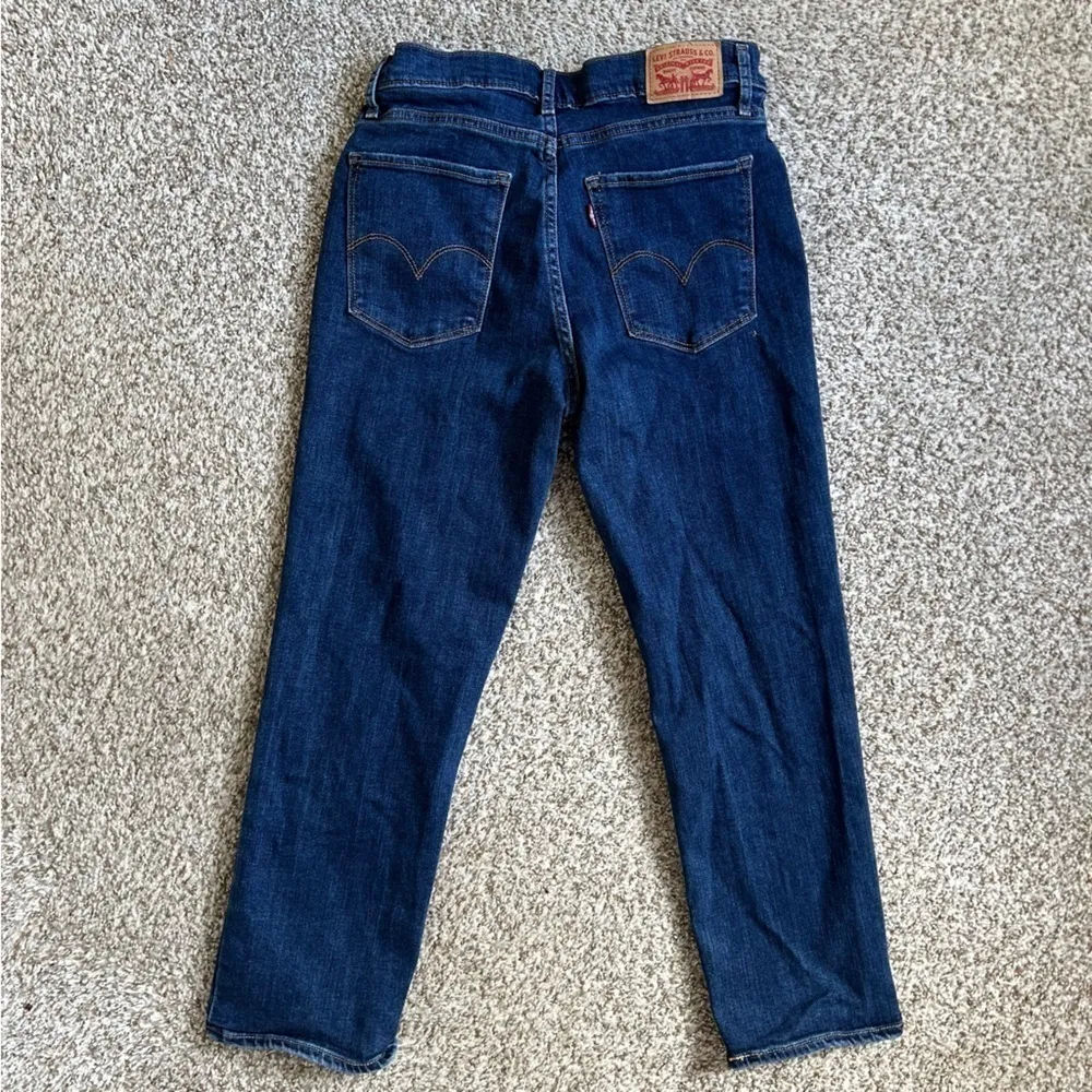 Levi’s 724 High Rise Straight Crop Blue Denim Distressed Casual Size 28 - Image 6