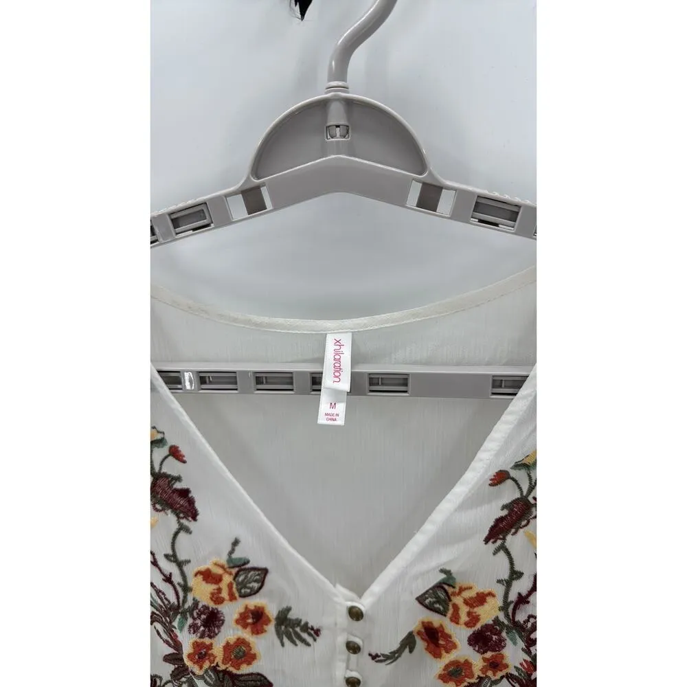 Xhilaration Swim Maxi Cover Up Size S White Beach Floral Sheer adjustable waist - Image 5